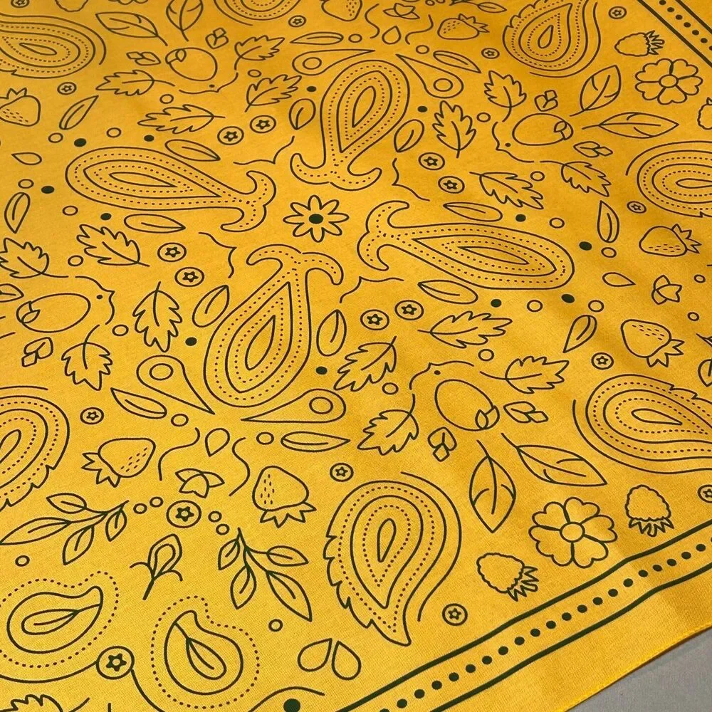 SOLELY Golden Yellow Fruit Print Bandana 21.5